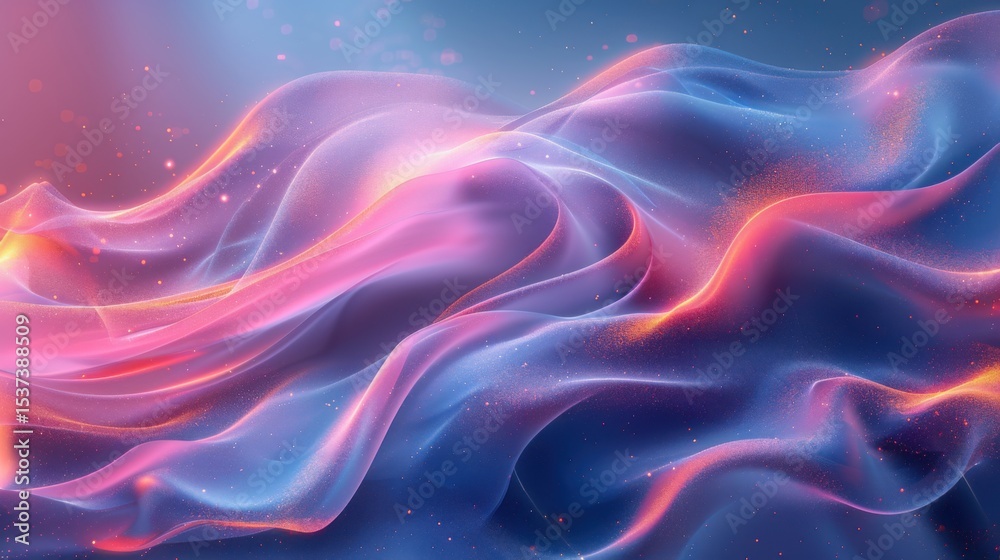 Fototapeta premium minimal pastel abstract wave pattern with light glow particles