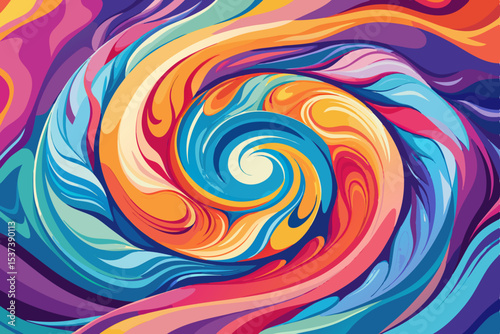 Abstract colorful swirl pattern with a vibrant rainbow of light and texture