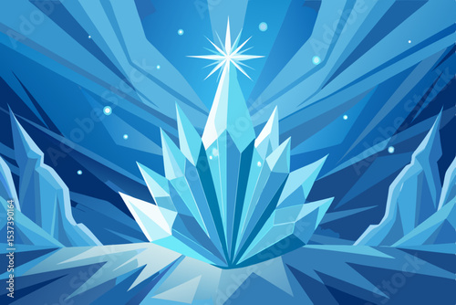 Abstract blue background with stars, a winter holiday design featuring snowflakes and floral patterns, perfect for a cold season celebration card