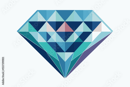 Sparkling diamond vector illustration on a blue background, a brilliant gemstone design symbolizing love and luxury
