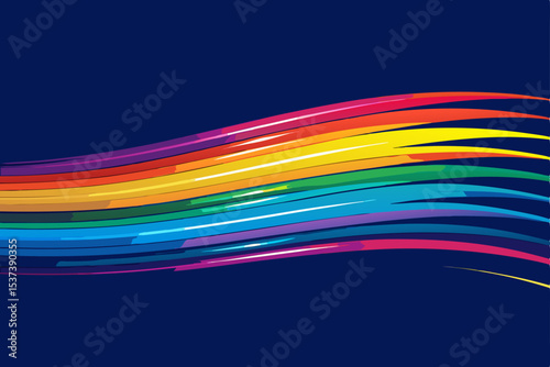 Abstract colorful rainbow wave pattern design with vibrant lines and curves