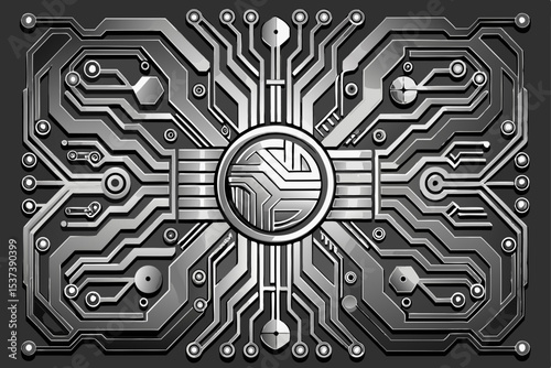 A seamless pattern of intricate circuit board lines forms a digital, high-tech background illustrating the essence of electronic engineering and computer technology