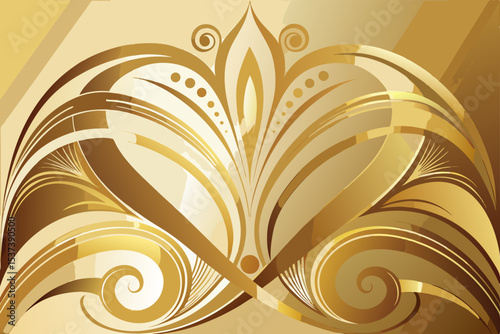 Elegant golden floral patterns with intricate ornament and leaf swirls create a seamless vintage backdrop for a luxurious abstract design