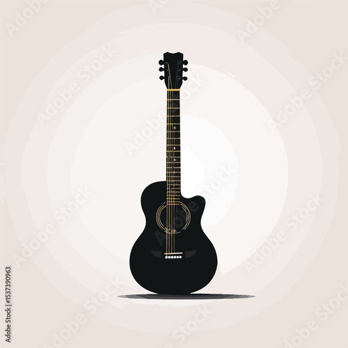 Professional Traditional Acoustic Guitar Music Vector Illustration - Shadow Effect