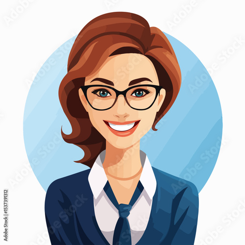 Professional Business Woman Icon Vector Illustration Expressing Happiness and Success