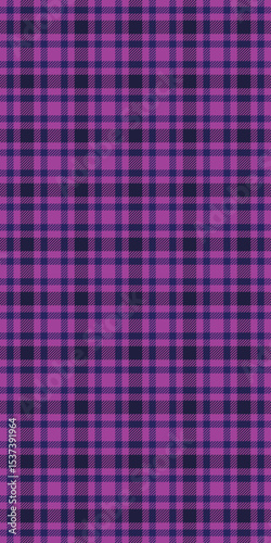 Serene vector plaid pattern, string check texture seamless. Lila background textile tartan fabric in purple and blue colors.