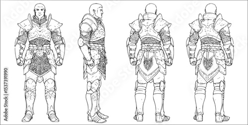 Warrior character concept showcases detailed fantasy armor design and illustration