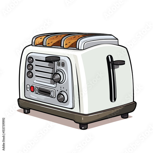 High-Quality Isolated Toaster Machine Design Vector for Kitchen Appliances Promotion