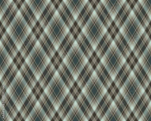 Argyle pattern of geometric rhombus. Harlequin check wallpaper design. Classic diamond shaped textile material for web background, print fabric clothing, sweater, wrapping paper, gift card, invitation