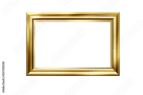 Elegant gold picture blank frame isolated on a transparent background