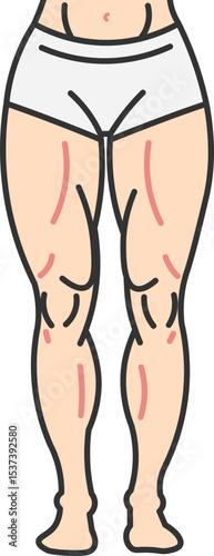 Icon of well-defined female legs with aligned posture and muscular aesthetics
