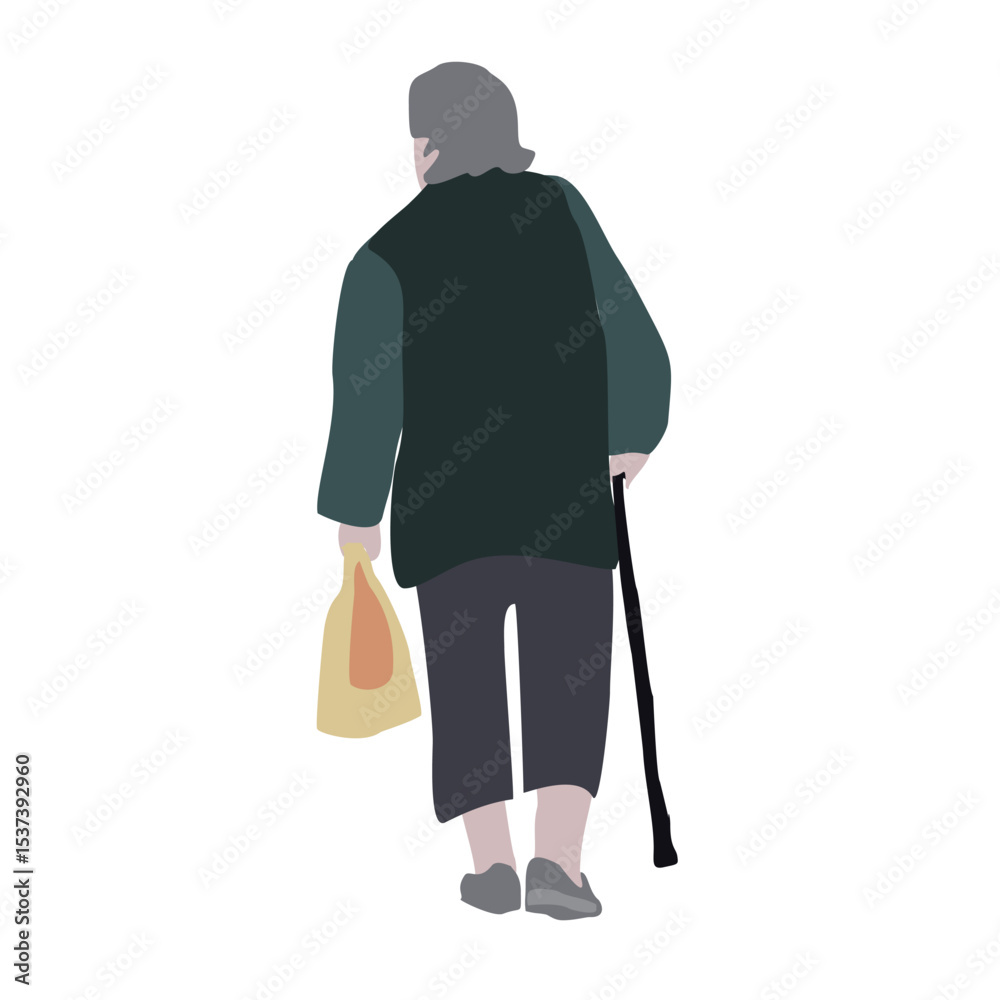 Fototapeta premium A man walks down the street in summer clothes. 2D image to use as entourage. Flat city vector infographic.