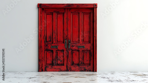 red door in front of a house