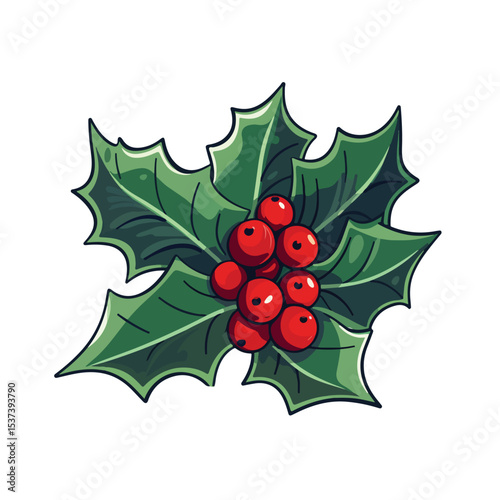 Festive Holiday Plant Leaves Decoration for Merry Christmas Celebration Icon