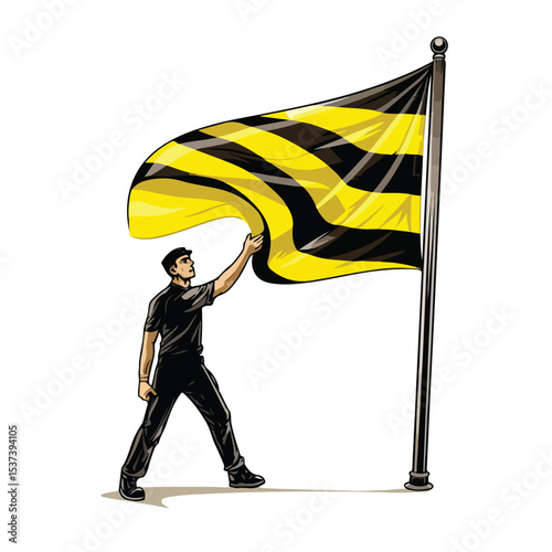 Professional Referee Linesman Flag Vector Illustration for Sporting Events and Games