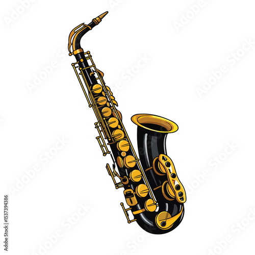 Professional Saxophone Musical Instrument Icon Vector Image for Music Lovers