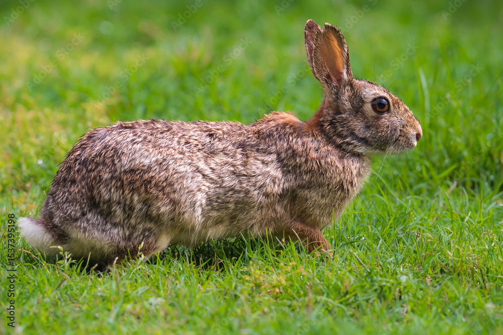 Fototapeta premium Cute bunny rabbit close up in the garden