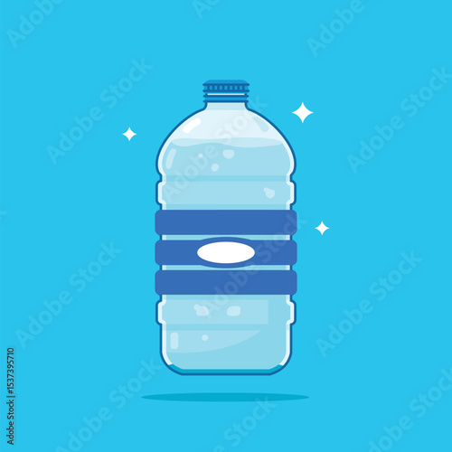5 liter plastic water gallon with a curve, healthy blue drinking water packed in a bottle, can be recycled and easy to store liquids.