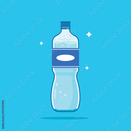 1500ml capacity concave bottom plastic water bottle, healthy blue drinking water packed in a bottle, recyclable and easy to store liquid.