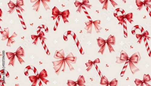 the image displays a repeating pattern of festive elements set against a light background