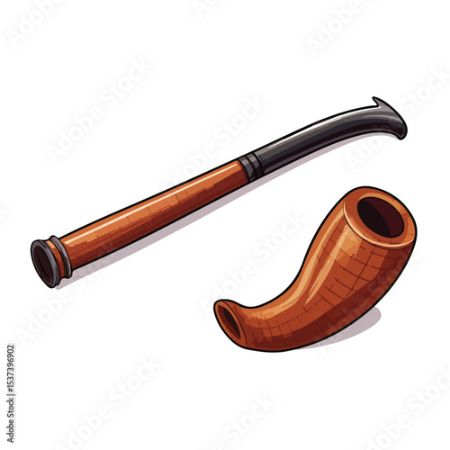 Detailed Wooden Pipe Accessory Isolated Icon Vector Illustration for Professional Use