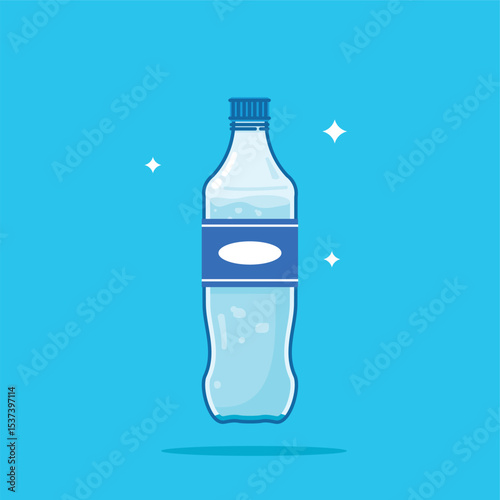 Standard type plastic water bottle with a capacity of 600ml, healthy blue drinking water is packed in a bottle, recyclable and easy to store liquid.