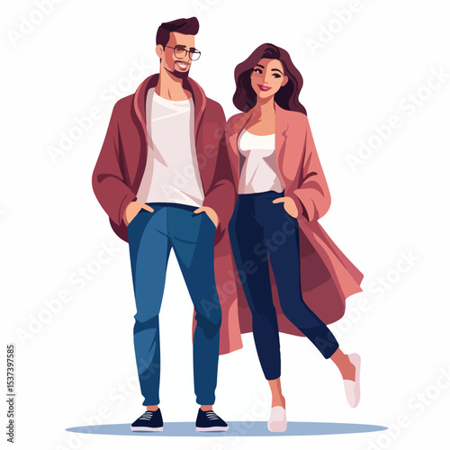 Professional and Elegant Couple Standing Together Posing for Photoshoot