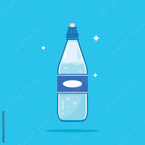 Cone plastic water bottle with straw 600ml capacity, healthy blue drinking water packed in a bottle, recyclable and easy to store liquid.