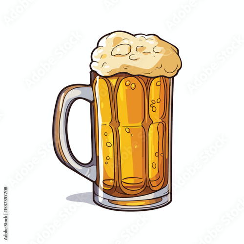 Beer Glass Fresh Alcoholic Drink Cartoon Vector Illustration for Commercial Use