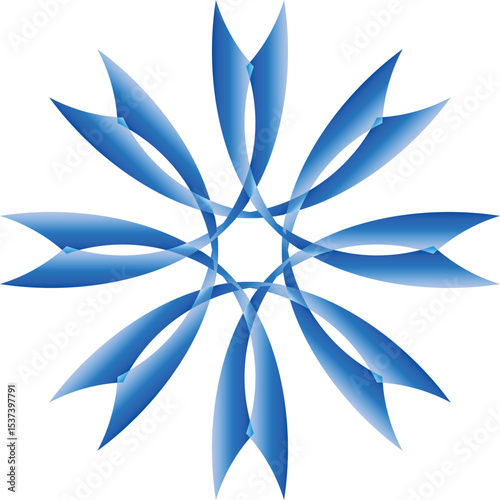Abstract Blue Interlocking Floral Pattern