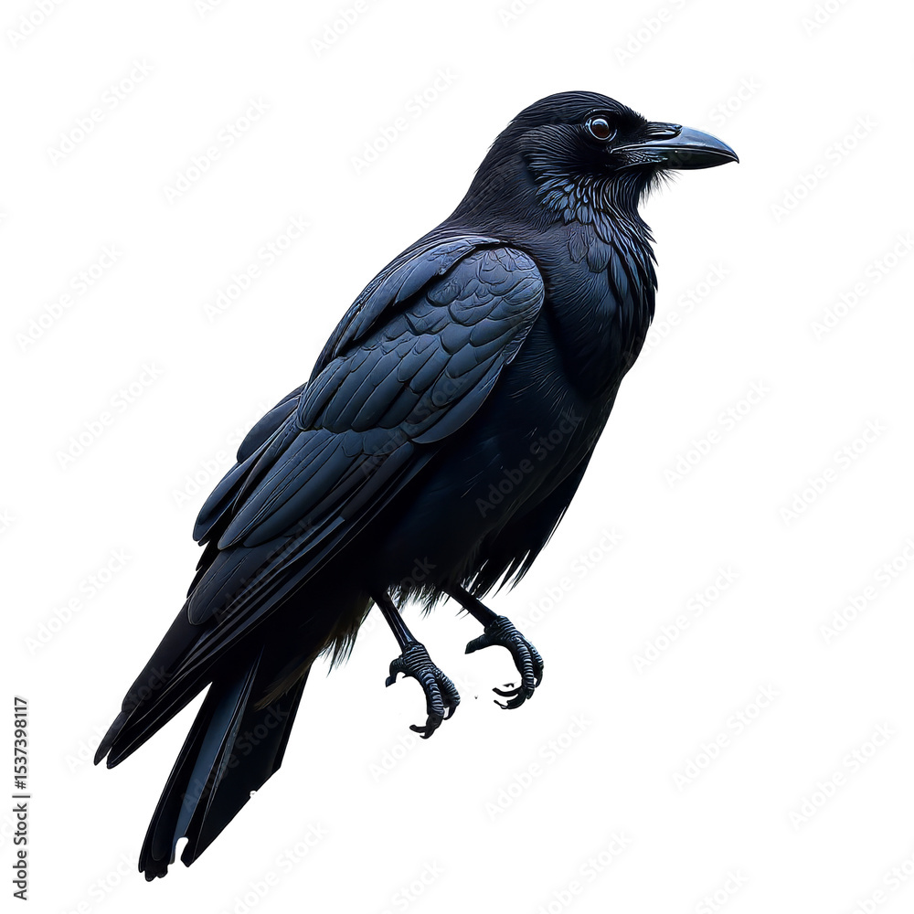 Fototapeta premium Black Raven isolated, Cutout 
