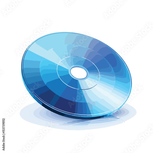 Professional Blue Shading Silhouette of Music Compact Disc Vector Illustration