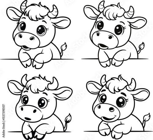 Quirky Cow Peeking Bundle Vector 
