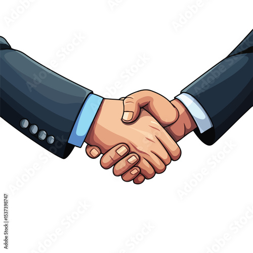Professional Business Handshake with Suit Sleeves Icon Cartoon for Corporate Agreement Illustration