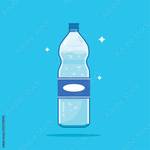 1500ml curved top plastic water bottle, healthy blue drinking water packed in a bottle, recyclable and easy to store liquid.