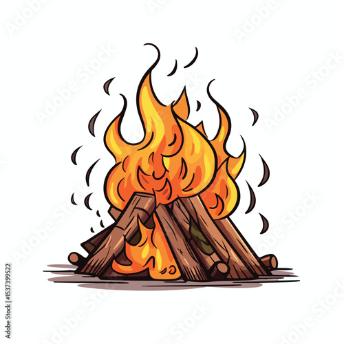 Professional Campfire Flame Vector Illustration for Isolated Icon Design