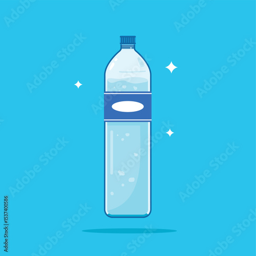 plastic water bottle, healthy blue drinking water packed in 1500ml PET bottle, recyclable and easy to store liquid.