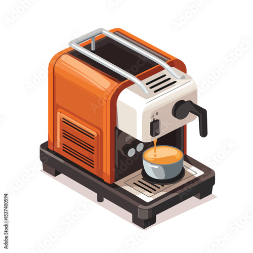 Isometric Style Coffee Toaster Machine Icon for Professional Designs