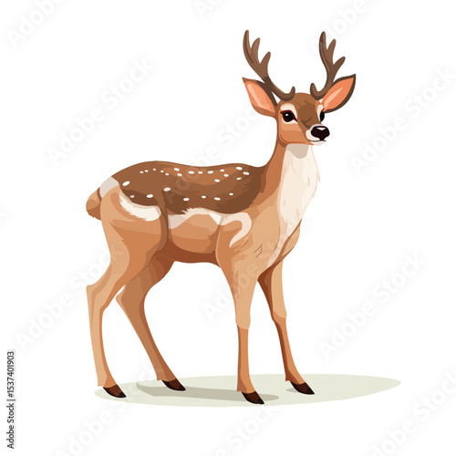 Cute Deer Cartoon Vector Illustration for Children's Books and Educational Material