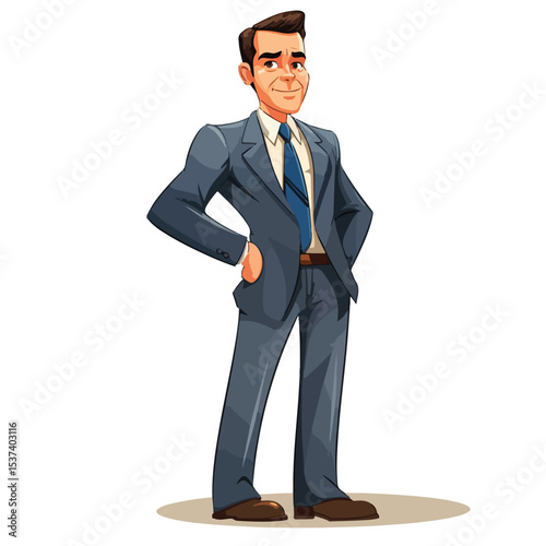 Professional Executive Businessman Cartoon Vector Illustration for Business Presentations and Marketing Materials