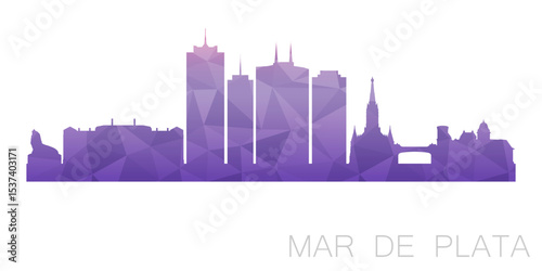 Mar de Plata, Argentina Low Poly Skyline Clip Art City Design. Geometric Polygon Graphic Horizon Icon. Vector Illustration Symbol.