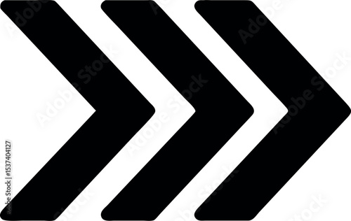 Three Chevron Arrows Icon – Bold Right Direction Silhouette Vector

