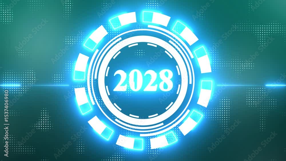 2028 year symbol digital concept. Cyber technology and computer network background abstract 3d animation. 2028 year symbol digital concept. Cyber technology and computer network background abstract 3d animation.