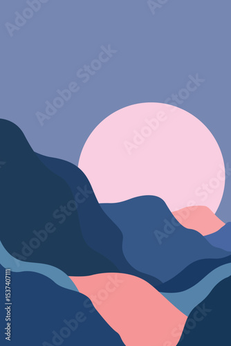 Landscape, Road, Journey, Hard Road, Mountain, Winter, Summer, Snow, Tree, Hill,Sun, Moon, Sunset, Departure, Passage, Artwork, Vector