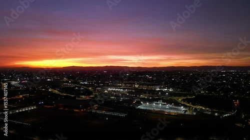 Colorful Sky Over Itaquera at Sunset – Aerial Drone Footage – 4K