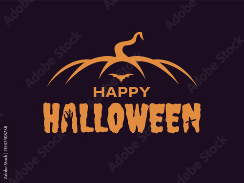 Happy Halloween greeting card design is suitable for use as a greeting card, banner, pamphlet, with a vector design style
