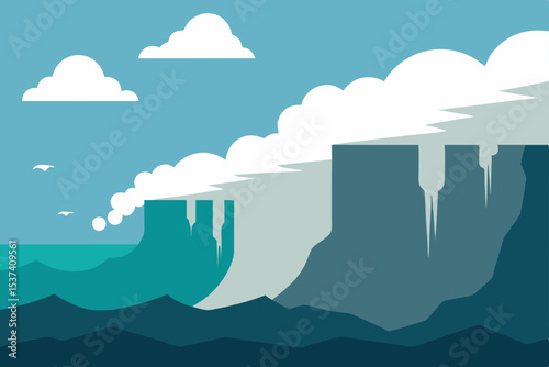 Majestic Mountain Range A Stunning Cliffside Landscape Illustration