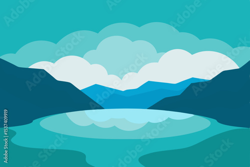 Serene Mountain Lake A Tranquil Landscape Illustration