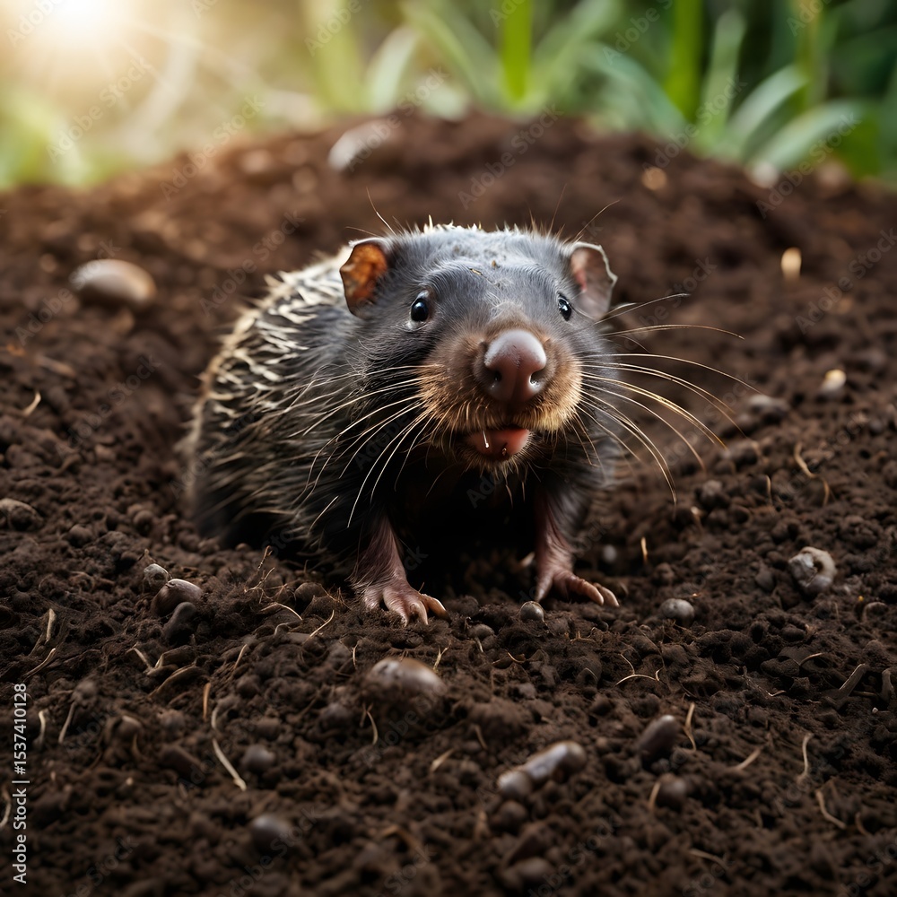 Mole Emerges From Forest Soil Mole Emerges From Forest Soil
