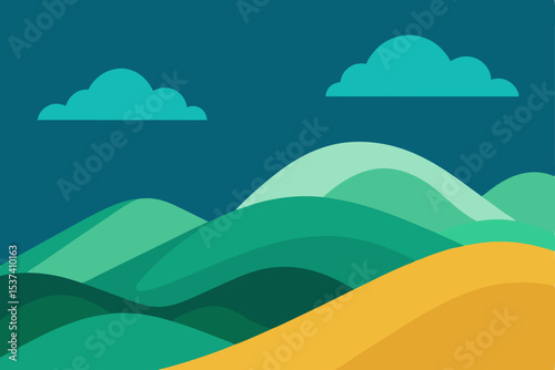 Serene Landscape Rolling Hills Under a Tranquil Sky